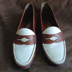Bally Brown and White Leather Loafers Mens Sz 11M